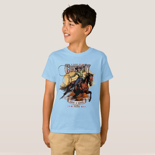 Save A Horse; Ride A Cowboy | Kids T-shirt (Voorkant volledig)