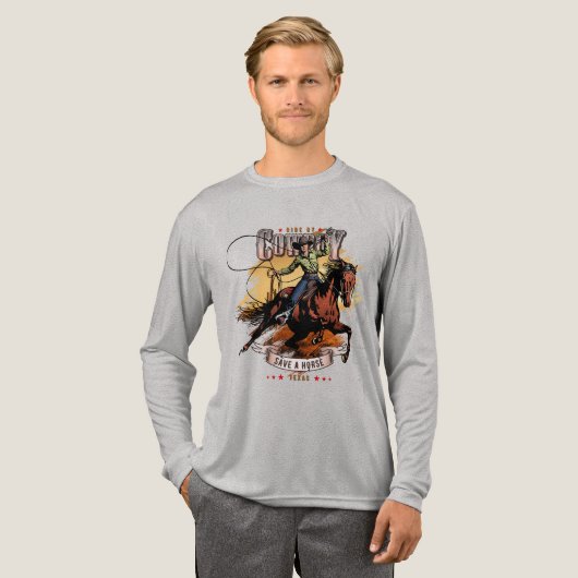 Save A Horse; Ride A Cowboy | Men Long Sleeve Tri-Blend Shirt (Voorkant)