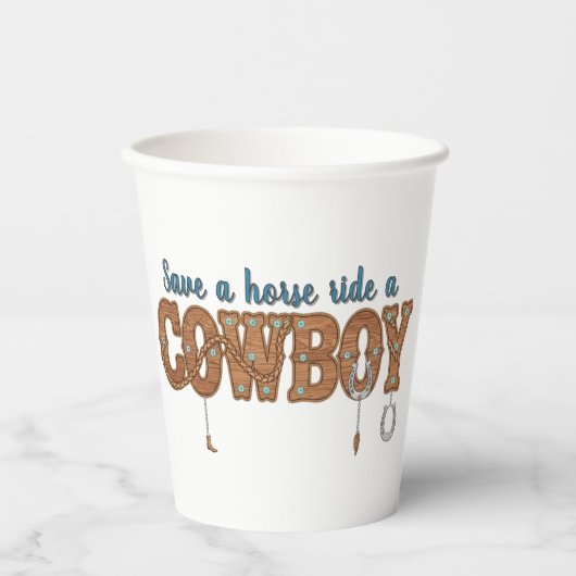 save a horse ride a cowboy  papieren bekers (Voorkant)
