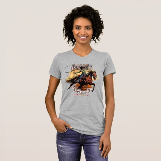 Save A Horse; Ride A Cowboy | Women Slim Fit T-shirt (Voorkant volledig)