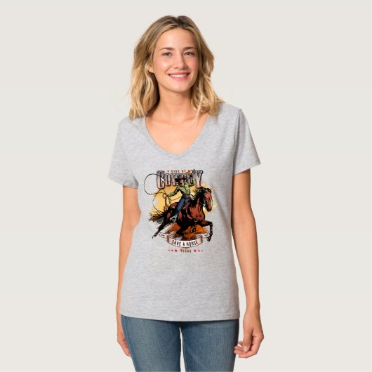 Save A Horse; Ride A Cowboy | Women V-Neck T-shirt (Voorkant volledig)