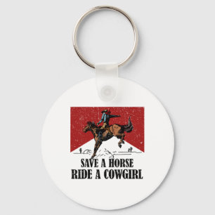 Save A Horse Ride A Cowgirl7 Sleutelhanger
