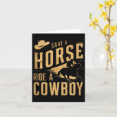 Save A Horse Ride Een Cowboy Funny Rodeo Horseck R Kaart (Gele Bloem)