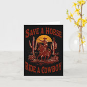 Save A Horse Ride Een Cowboy Funny Rodeo Horseck R Kaart (Gele Bloem)
