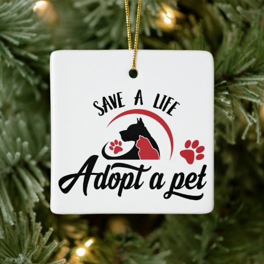 Save a Life Adopt a Pet  Keramisch Ornament (Boom)