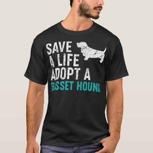Save a Life adopteer een Hond reddingsbasset hond T-shirt (Voorkant)
