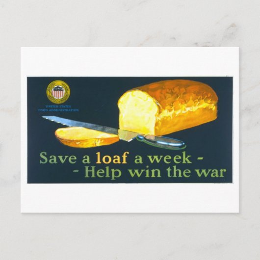 "Save a Loaf a Week" oorlogstijd Briefkaart (Voorkant)