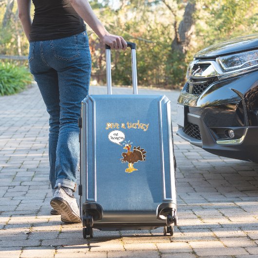 Save a Turkey Eat Lasagna Funny Thanksgiving Turke Sticker (Koffer Insitu)