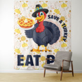 Save A Turkey Eat Pie Funny Happy Thanksgiving Wandkleed (In situ)