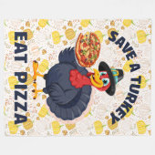 Save A Turkey Eat Pizza Funny Happy Thanksgiving Fleece Deken (Voorkant (Horizontaal))