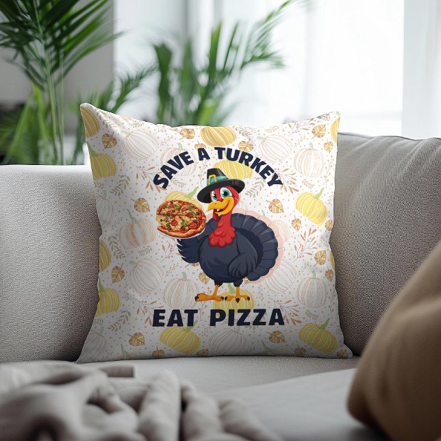 Save A Turkey Eat Pizza Funny Happy Thanksgiving Kussen (Creator heeft geüpload)