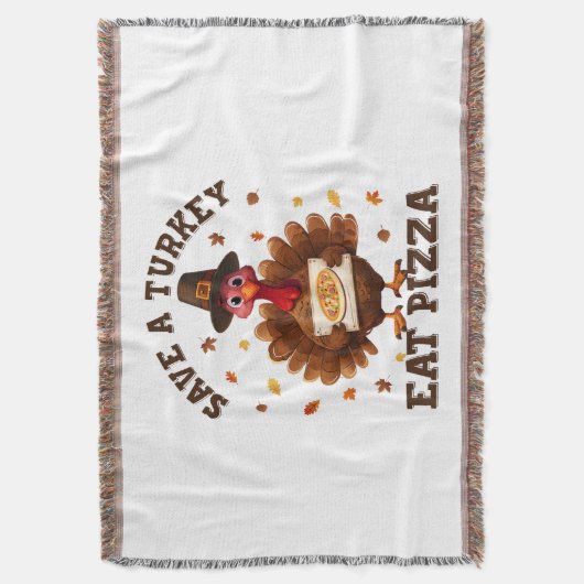 Save a Turkey Eat Pizza – Funny Thanksgiving Pizza Deken (Voorkant Verticaal)