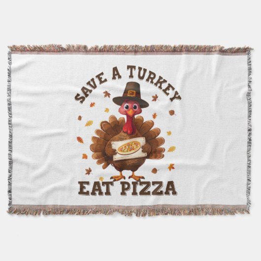 Save a Turkey Eat Pizza – Funny Thanksgiving Pizza Deken (Voorkant)