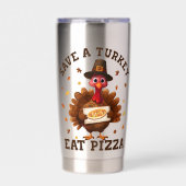 Save a Turkey Eat Pizza – Funny Thanksgiving Pizza Geïsoleerde Drinkbeker (Voorkant)