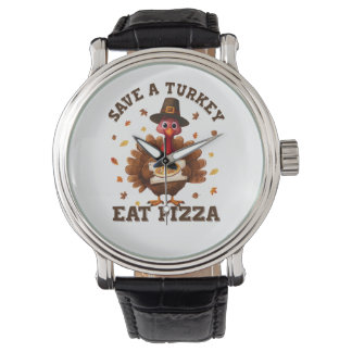 Save a Turkey Eat Pizza – Funny Thanksgiving Pizza Horloge