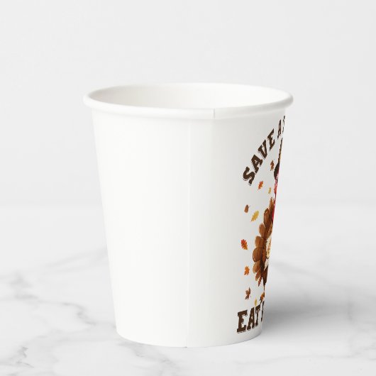 Save a Turkey Eat Pizza – Funny Thanksgiving Pizza Papieren Bekers (Rechts)