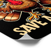 Save A Turkey Eat Pizza Grappig Gelukkig Thanksgiv Poster (Hoek)