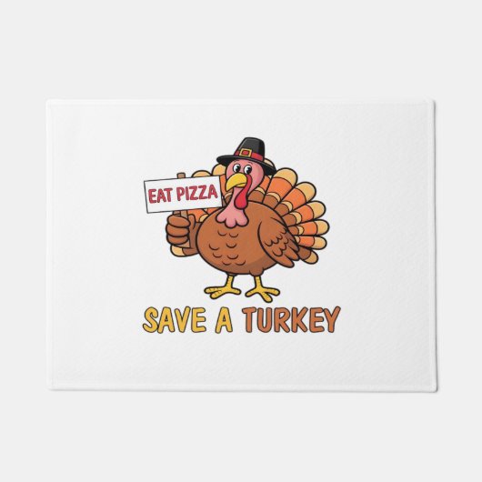 Save A Turkey Eat Pizza Grappige Thanksgiving Over Deurmat (Voorkant)