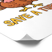 Save A Turkey Eat Pizza Grappige Thanksgiving Over Poster (Hoek)