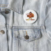 Save A Turkey Eat Pizza Grappige Thanksgiving Over Ronde Button 5,7 Cm (In situ)