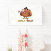 Save A Turkey Eat Pizza Grappige Thanksgiving Over Spandoek (Insitu)