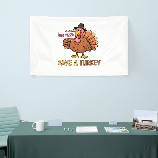 Save A Turkey Eat Pizza Grappige Thanksgiving Over Spandoek (Beurs)