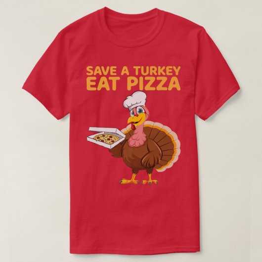 Save A Turkey Eat Pizza Vegan Funny Thanksgiving V T-shirt (Design voorkant)