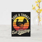 Save A Turkey Eat Tofurky Vegan Thanksgiving  Kaart (Gele Bloem)
