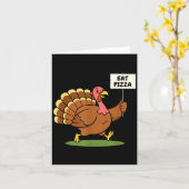Save A Turkey, Eat Zza Funny Thanksgiving Design F Kaart (Gele Bloem)