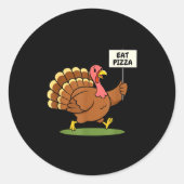 Save A Turkey, Eat Zza Funny Thanksgiving Design F Ronde Sticker (Voorkant)