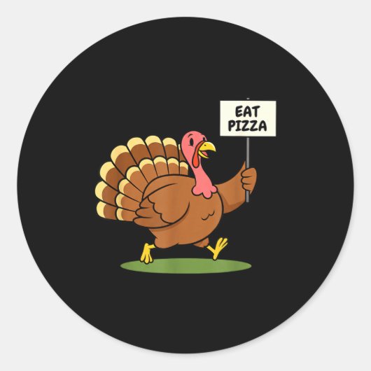 Save A Turkey, Eat Zza Funny Thanksgiving Design F Ronde Sticker (Voorkant)