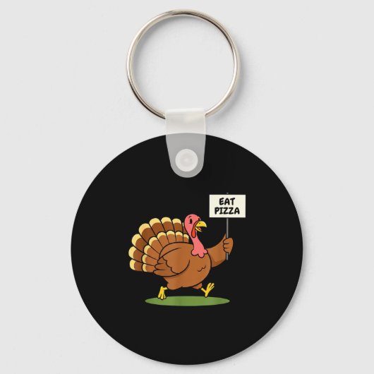 Save A Turkey, Eat Zza Funny Thanksgiving Design F Sleutelhanger (Voorkant)