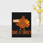 Save A Turkey Eat Zza Funny Thanksgiving Men Women Kaart (Gele Bloem)