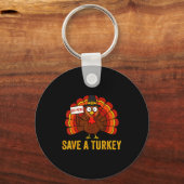 Save A Turkey Eat Zza Funny Thanksgiving Men Women Sleutelhanger (Voorkant)