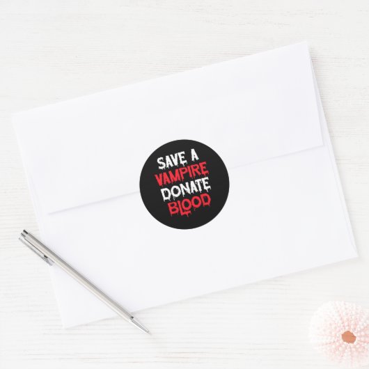 Save A Vampire Doneer Bloed Halloween Kostuum Ronde Sticker (Envelop)