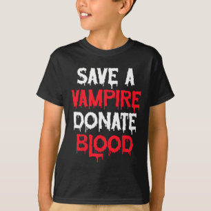 Save A Vampire Doneer Bloed Halloween Kostuum T-shirt