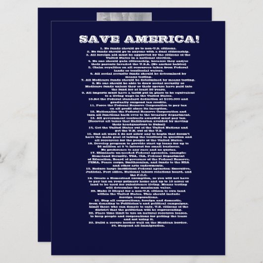 SAVE AMERICA AANKONDIGING (Voorkant / Achterkant)