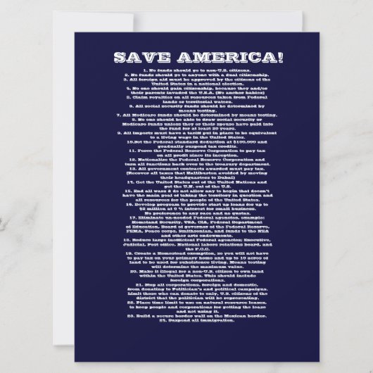 SAVE AMERICA AANKONDIGING (Voorkant)