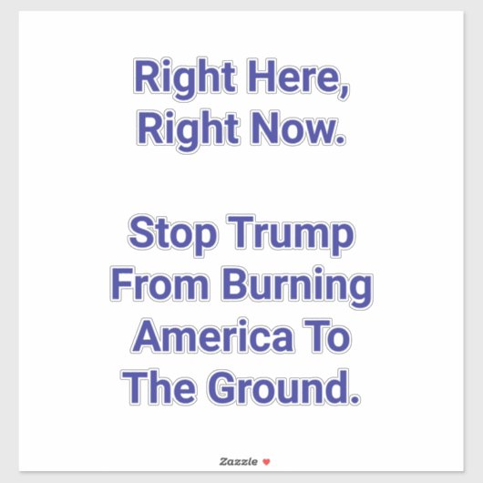 Save America From Trump Hankamer Artjunkhaus Peace Sticker (Vel)