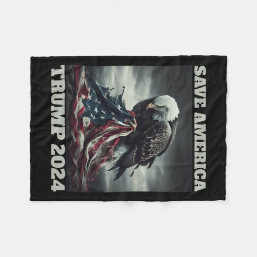 Save America Sad Eagle Amerikaanse vlag nooit over Fleece Deken (Voorkant (Horizontaal))