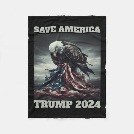 Save America Sad Eagle Amerikaanse vlag nooit over Fleece Deken (Voorkant)