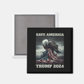 Save America Sad Eagle Amerikaanse vlag nooit over Magneet (Voorkant / Achterkant)