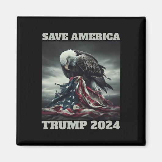 Save America Sad Eagle Amerikaanse vlag nooit over Magneet (Voorkant)