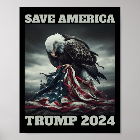 Save America Sad Eagle Amerikaanse vlag nooit over Poster (Voorkant)