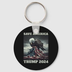 Save America Sad Eagle Amerikaanse vlag nooit over Sleutelhanger