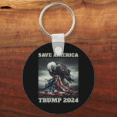 Save America Sad Eagle Amerikaanse vlag nooit over Sleutelhanger (Voorkant)