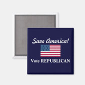 Save America!/Stem REPUBLIEKEINS+VS-vlag Magneet (Voorkant / Achterkant)