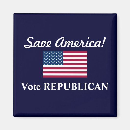 Save America!/Stem REPUBLIEKEINS+VS-vlag Magneet (Voorkant)