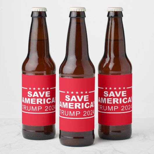 Save America Trump 2024 Bier Etiket (Flessen)