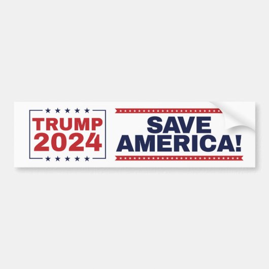 Save America! Trump 2024 Bumper Sticker (Voorkant)